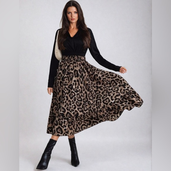 Dresses & Skirts - Leopard Print Ruffle Hem Skirt